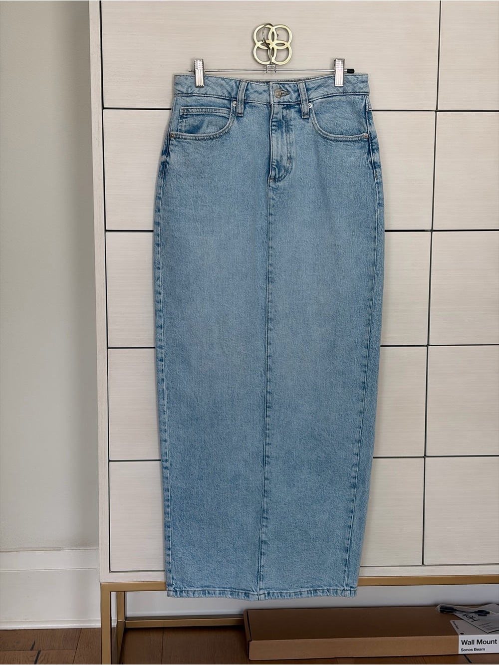 Forever 21 Light Blue Denim Pencil Skirt - Classic High-Rise Style with a slit